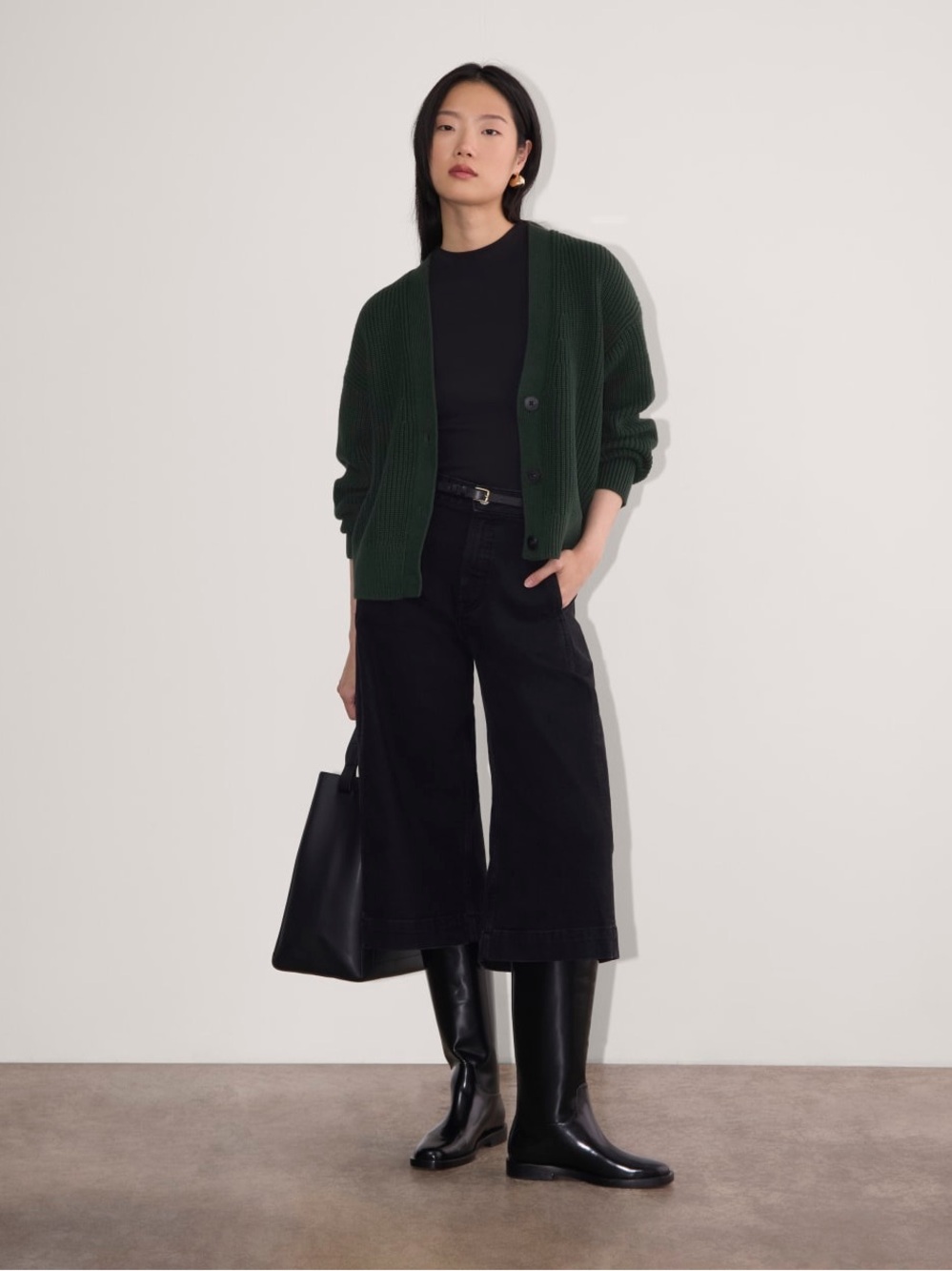 Everlane the Boxy Sweater Cardigan Dark Green Medium New with Tags